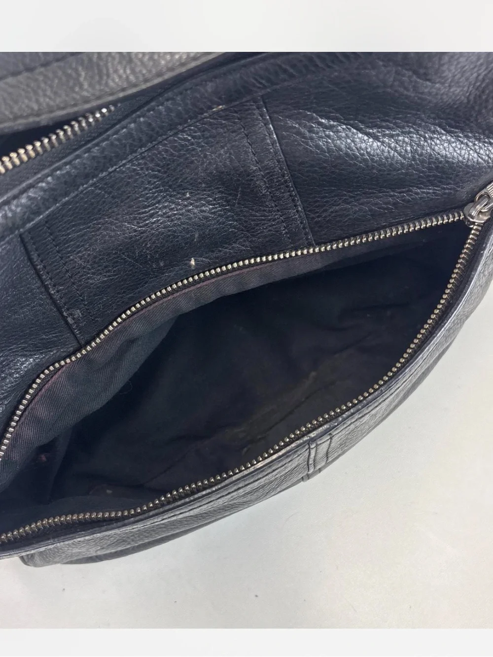 Y2K Lauren Ralph Lauren black pebbled leather hobo bag with silver hardware